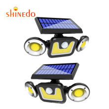 Outdoor 3 Heads Wall Light Three Heads 83 COB Solar Sensor LED Powered Security Lights